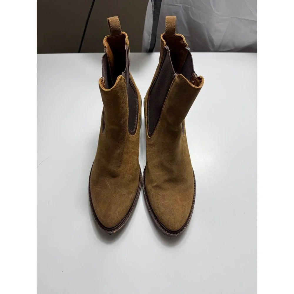 Thursday Boot Co Duchess Honey Suede Chelsea Boots Women 8.5 Lug Sole Block Heel